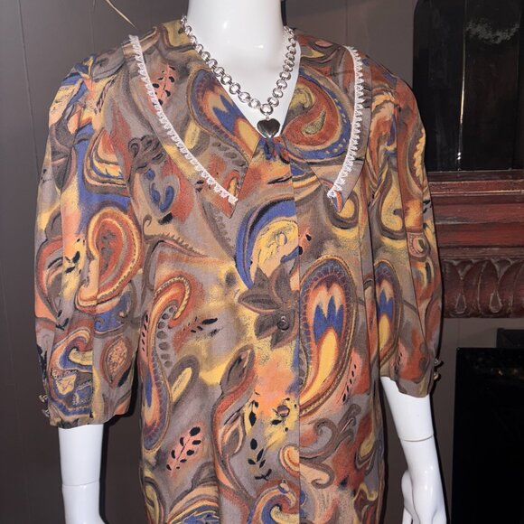 Vintage Mina Riel Short Sleeve Paisley Blouse - Picture 3 of 11